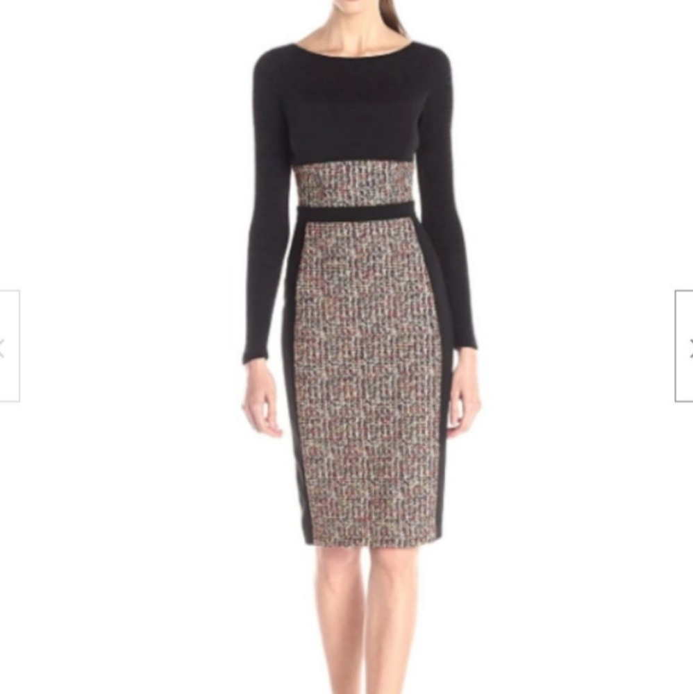 Black Halo Liam Long Sleeve Sheath Dress 10 Black